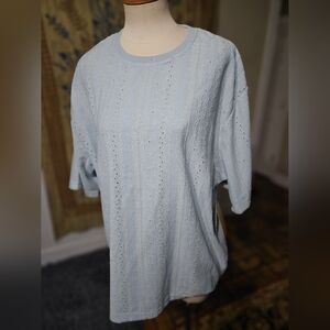 NWT! Malibu Blue Textured Top Large